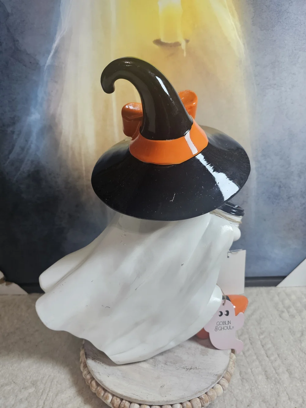 Halloween Goblin & Goul high heel ghost coffee cup sunglasses hat with bow NWT